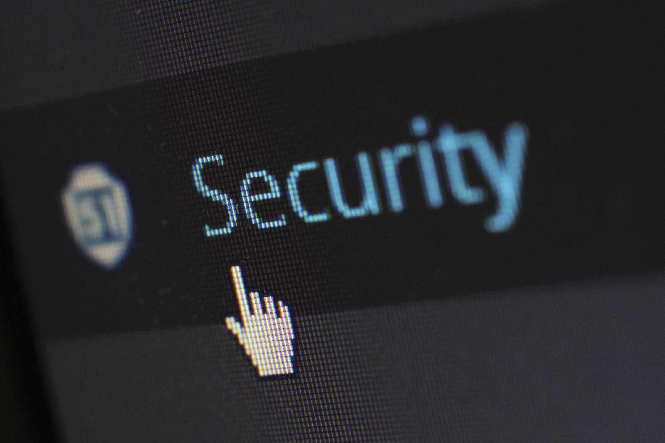 Icon finger pointing to the word Security